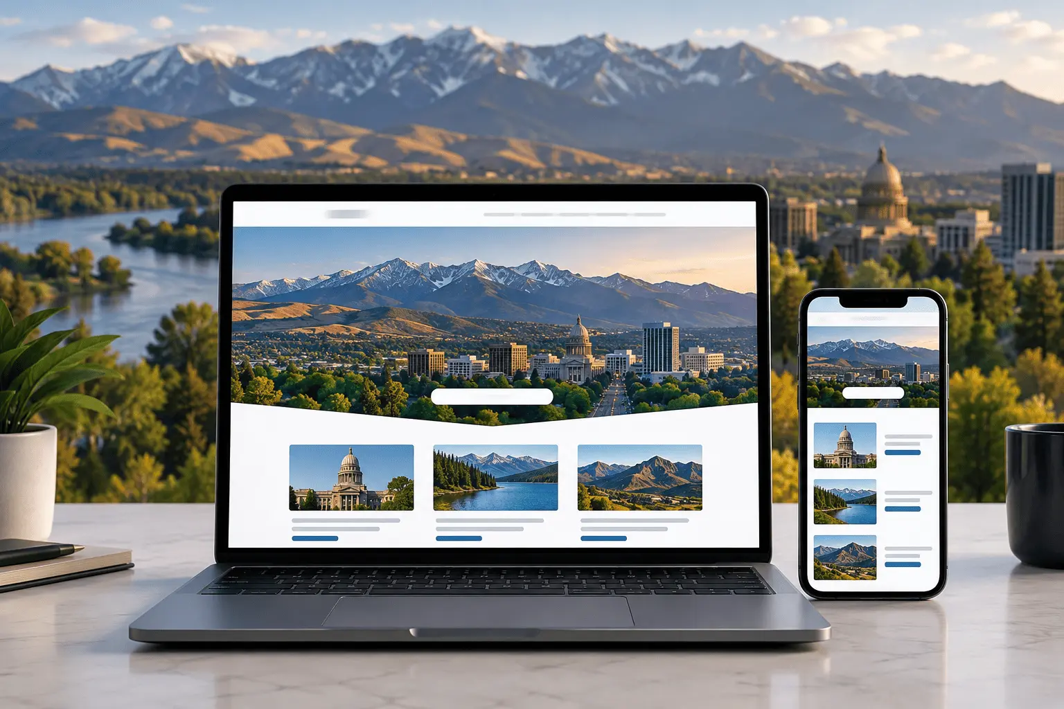 Idaho website development shown on laptop and mobile phone