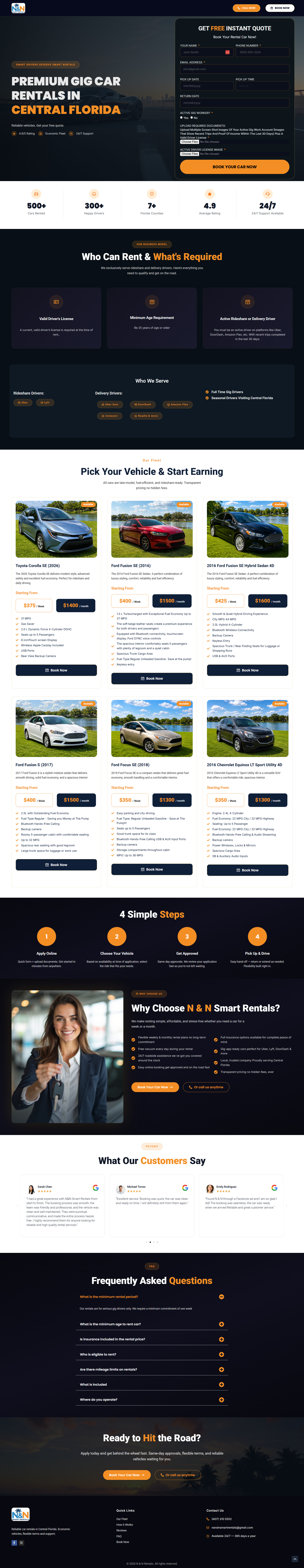 Gig Driver Car Rentals, Central Florida designed and developed by OneGo Marketing
