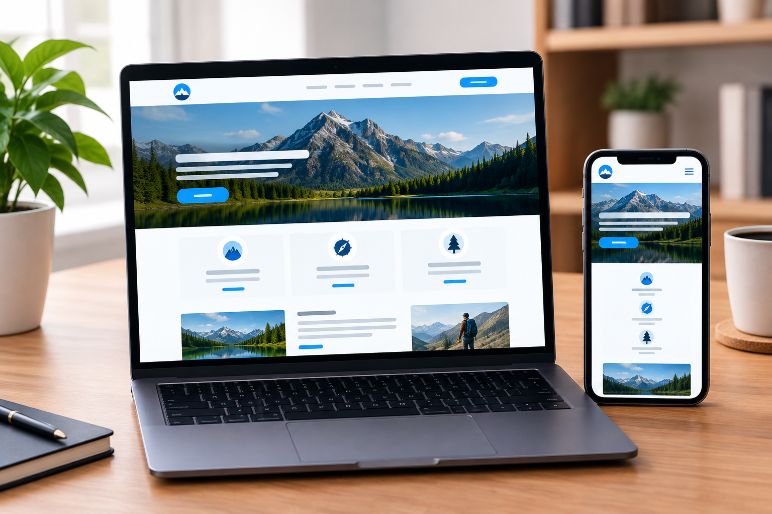 Custom website design shown on laptop and mobile phone